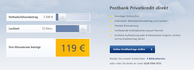 postbank monatsrate