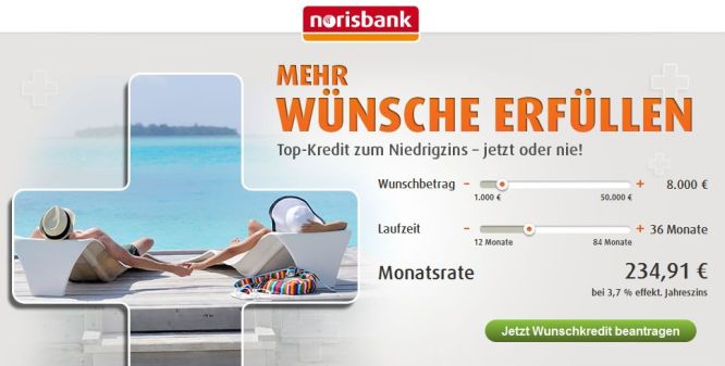 Norisbank Wunschkredit festlegen