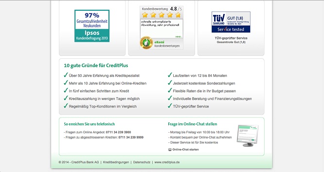 Creditplus Bank Schnellübersicht