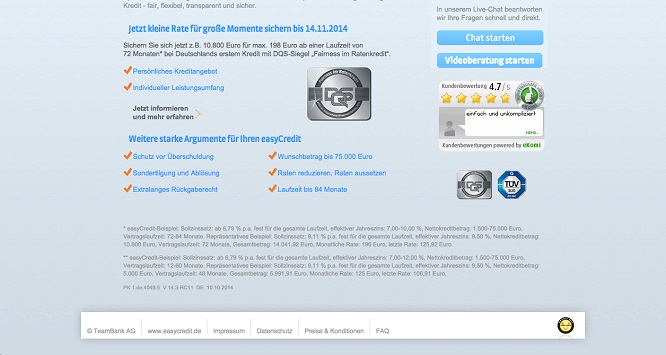 Easy-Credit Übersicht