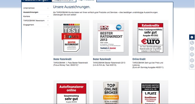 Die Targobank in der Presse: Diverse Auszeichnungen von Experten