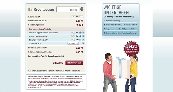 Der Kreditrechner von onlinekredit.de