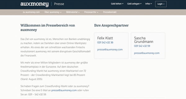 auxmoney weiß der Presse zu gefallen.