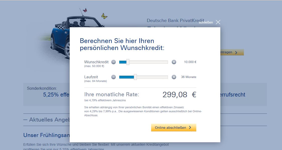 Kreditrechner der Deutschen Bank