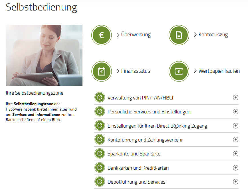 Online-Banking bei der Hypovereinsbank