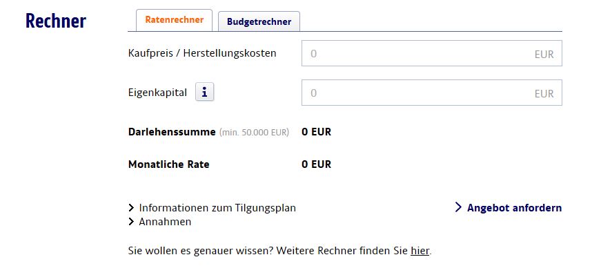 Der Ratenrechner zum Ausrechnen der monatlichen Rate
