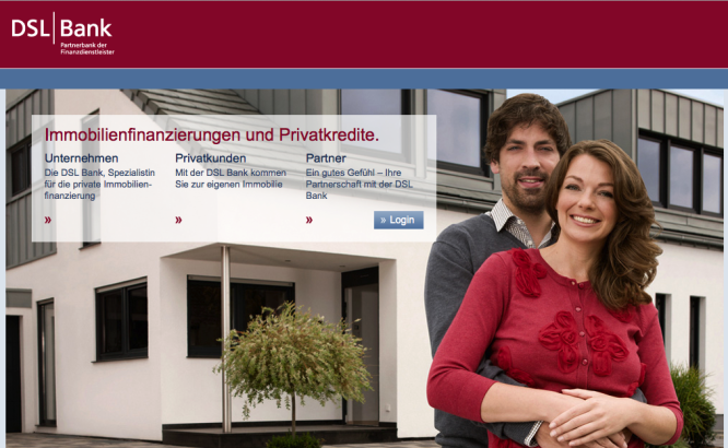 Homepage von der DSL Bank