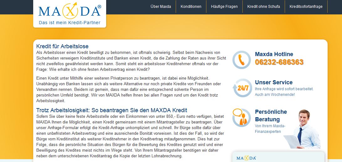 das ist der Maxda Kredit bei Arbeitslosigkeit