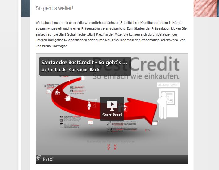 Tutorial zur Kreditbeantragung bei der Santander Consumer Bank