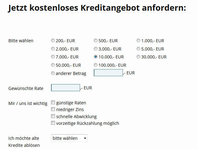 Nur wenige Mausklicks zum kostenlosen Kreditangebot