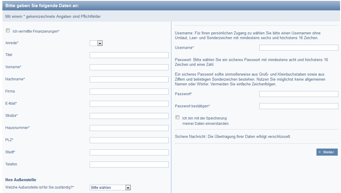 Die Registrierung bei der DSL Bank