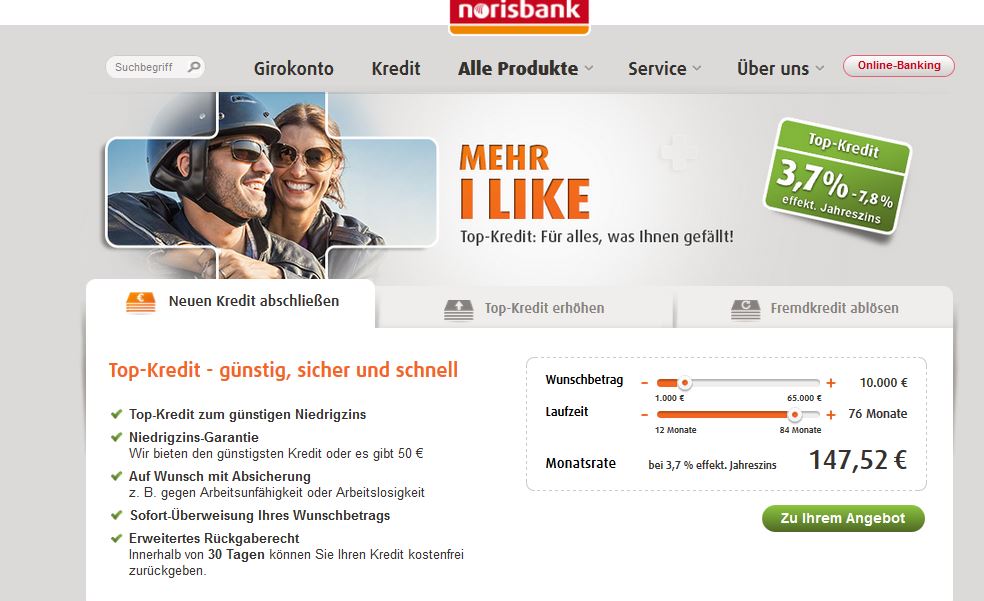 das ist die Webseite der Norisbank