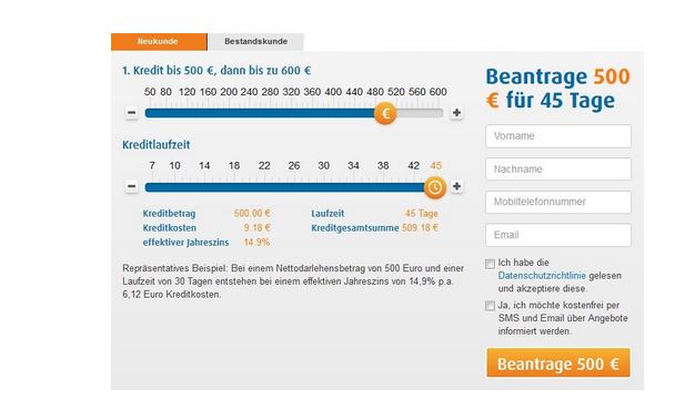 Das ist der Kreditrechner von Xpresscredit