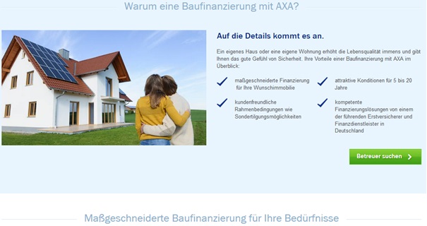 Baufinanzierung der AXA Versicherung