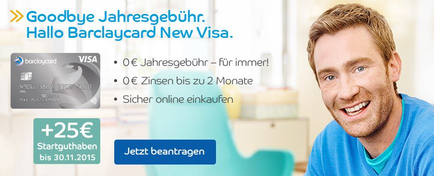 Keine Jahresgebühr bei der Barclaycard New Visa!