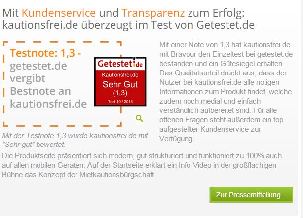 Testnote 1,3 von getestet.de