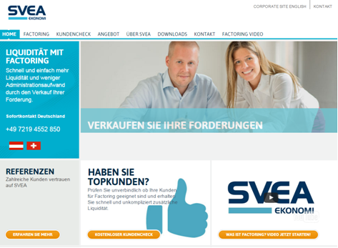 Homepage von SVEA Ekonomi