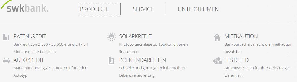 Kreditangebote der SWK Bank vielfältig.