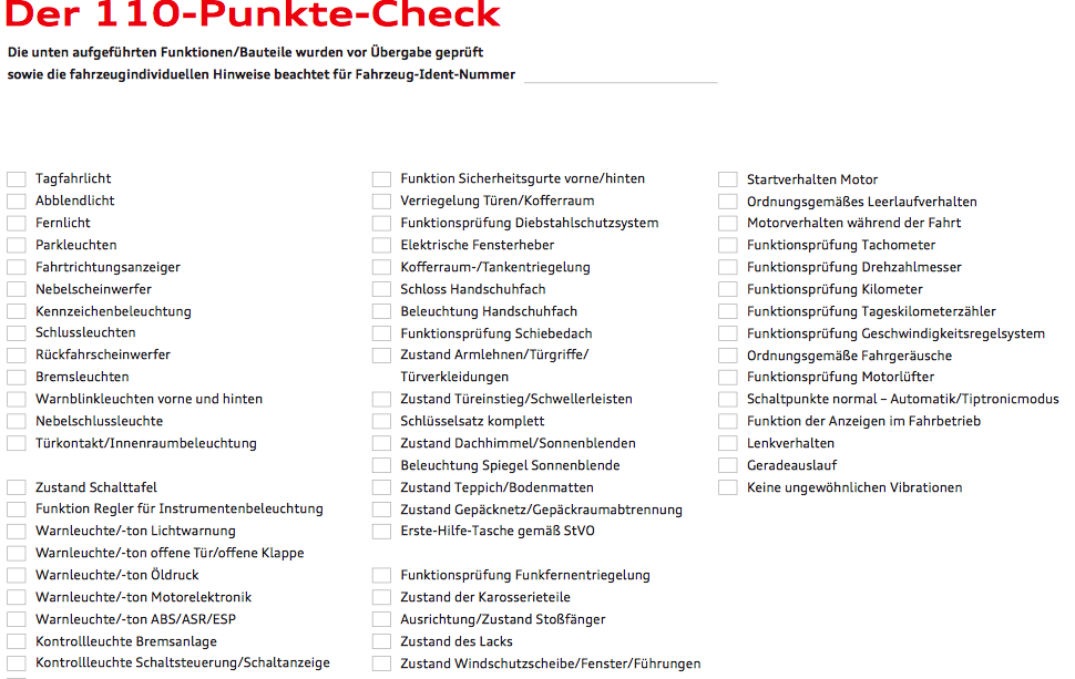 110-Punte-Check Audi Gebrauchtwagen Plus