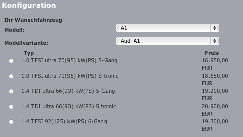 Anfrage Audi Bank Leasing A1