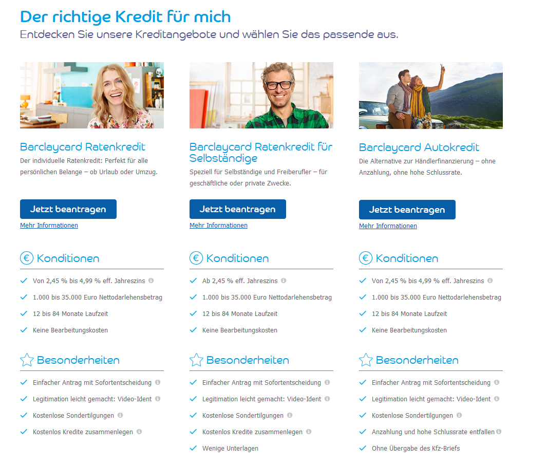 Kredite bei Barclaycard