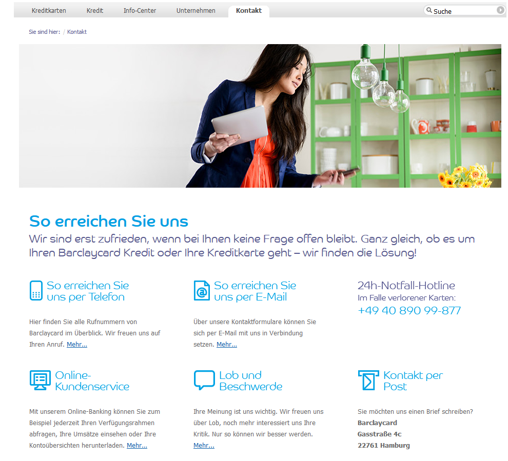 Der Kundensupport von Barclaycard