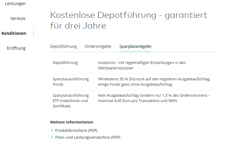 Gebühren für den Comdirect Sparplan