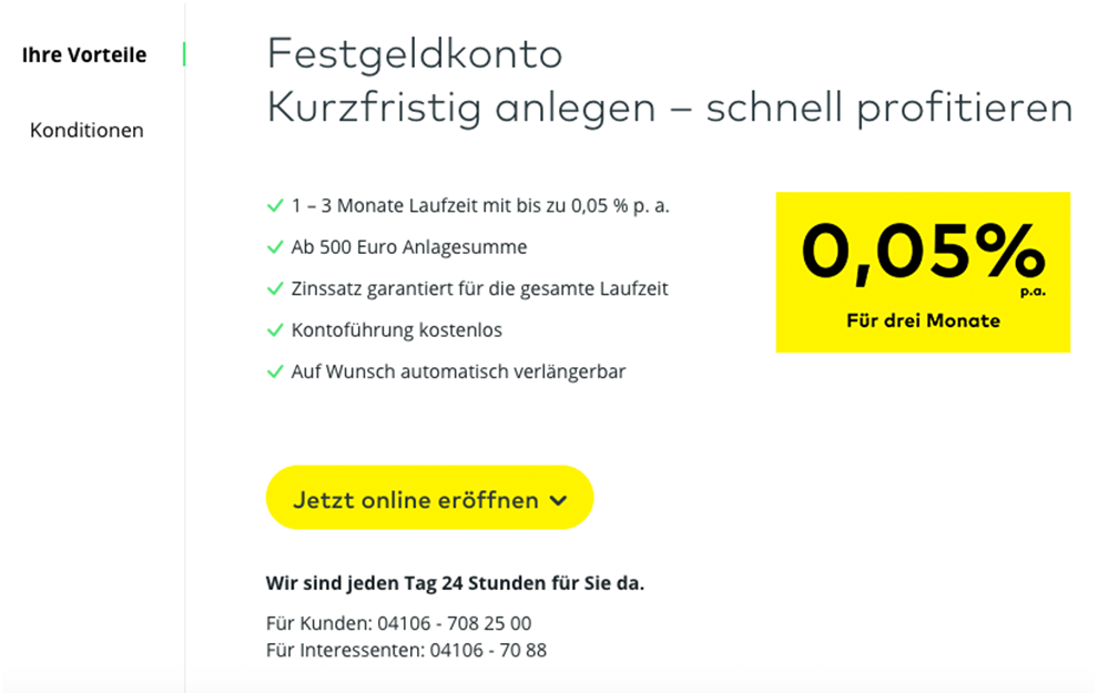 Informationen zum Comdirect Festgeldkonto im Überblick