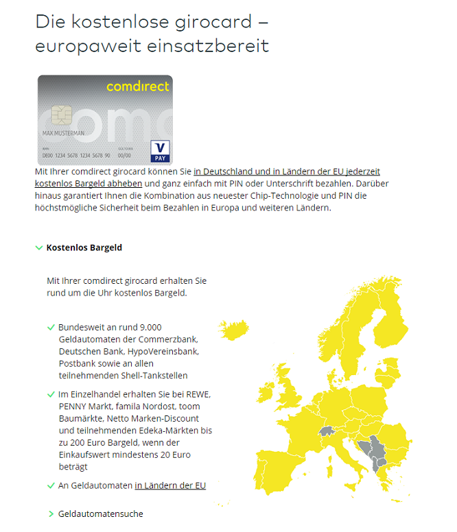 Die Comdirect girocard im Überblick