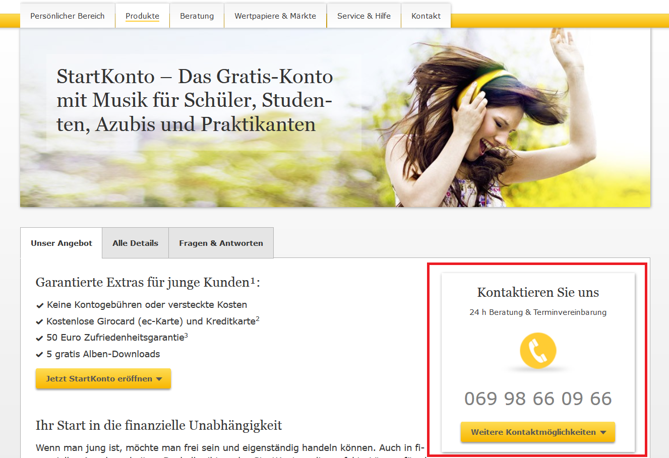 Die Telefonhotline der Commerzbank