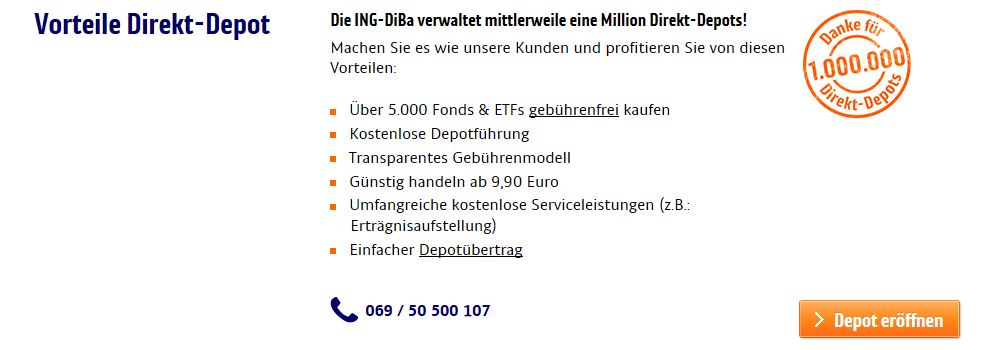 Das Direkt-Depot im Überblick