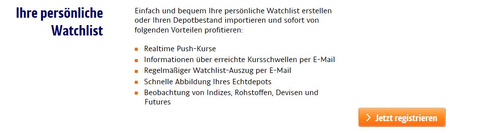 Alle Vorteile der ING-DiBa Watchlist