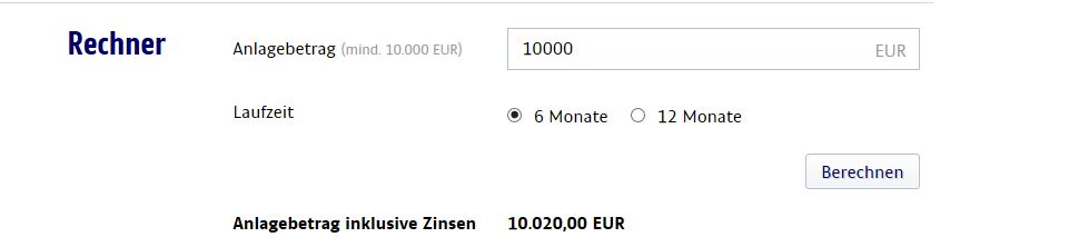 Der Zinsrechner für das Festgeldkonto