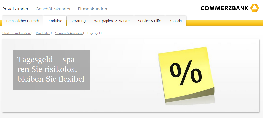 Auch die Commerzbank bietet ein Tagesgeldkonto an