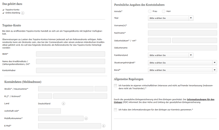 Der Kontoantrag der Commerzbank