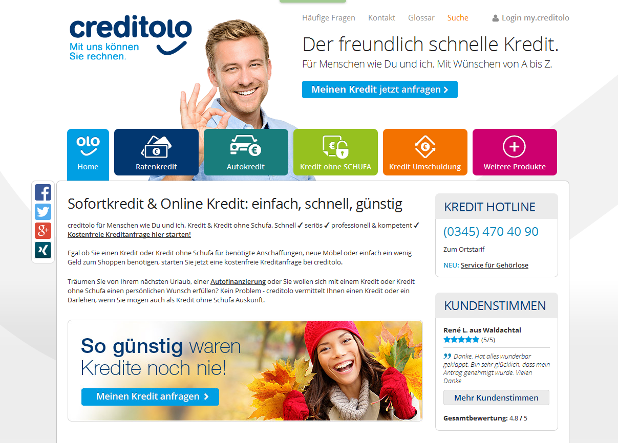 Unterschiedliche Kredite bei creditolo