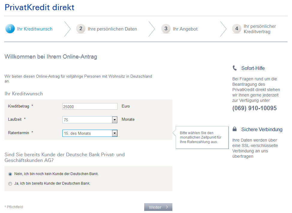 Die Kreditbeantragung bei der Deutschen Bank