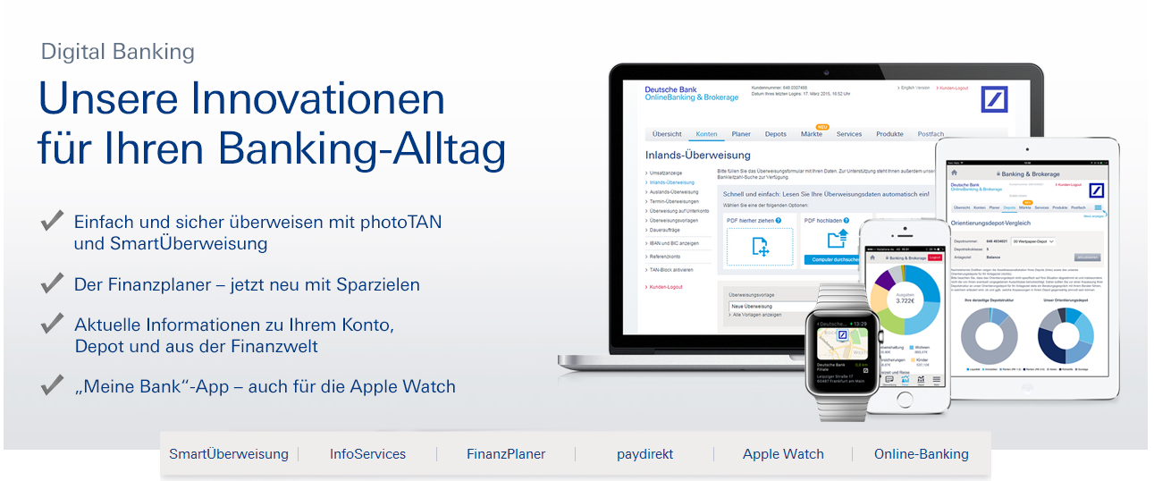 Auch Mobile Banking ist bei der Deutschen Bank möglich