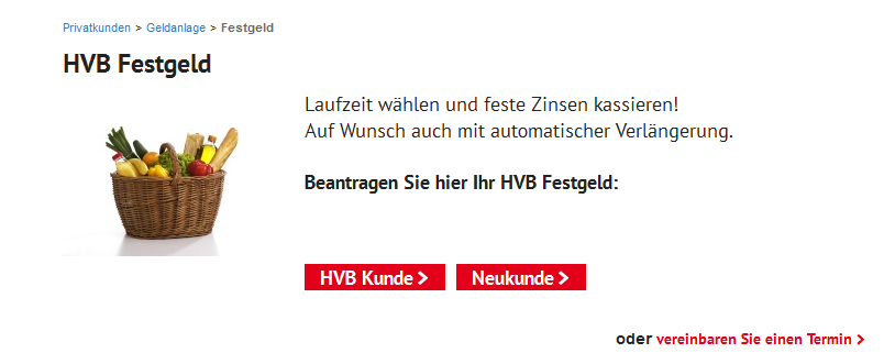 Das Festgeldkonto der HypoVereinsbank