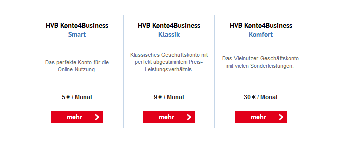 Kontovarianten für Geschäftskunden