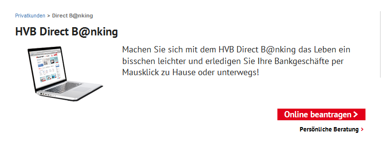 Die Nutzung des HVB Direct Bankings ist kostenlos