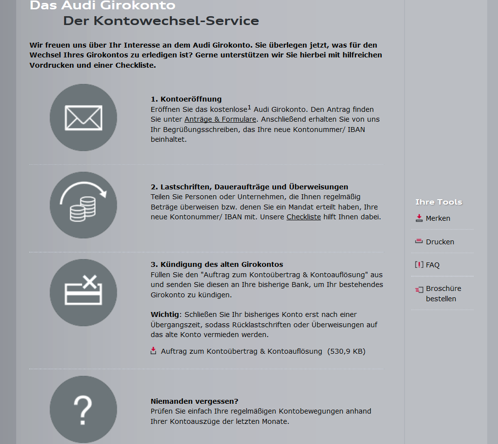 Informationen zum Kontowechselservice