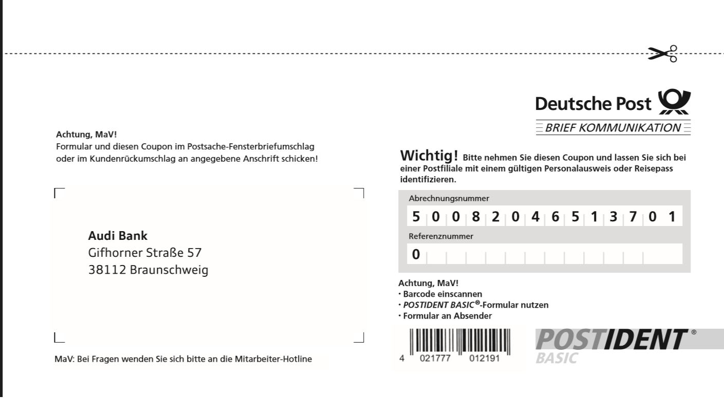 Der PostIdent-Coupon für die Kontoeröffnung