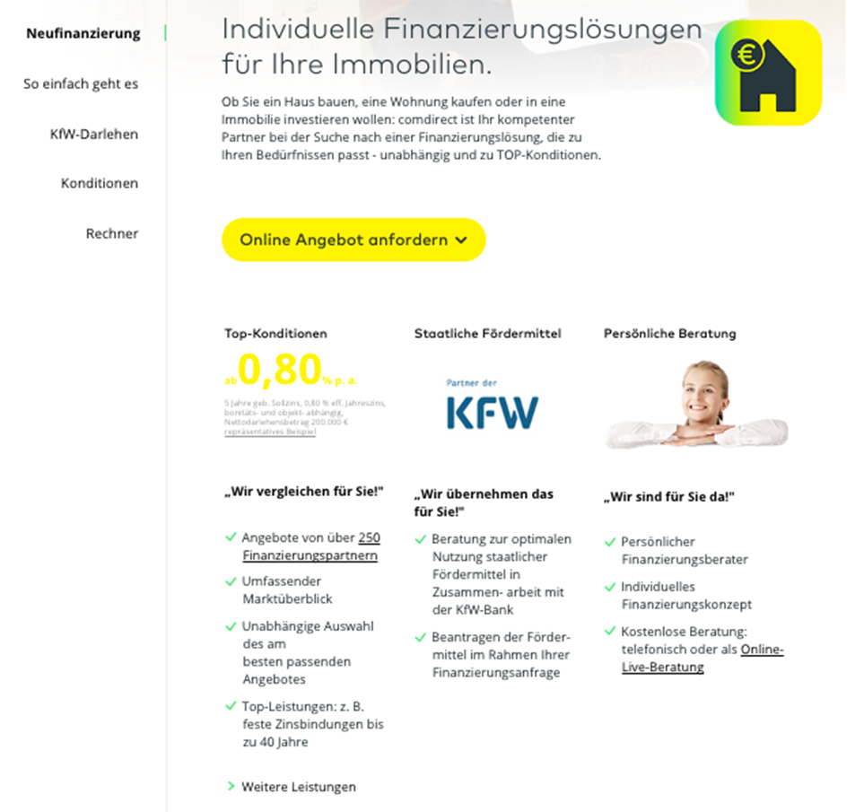 Die Neufinanzierung bei Comdirect