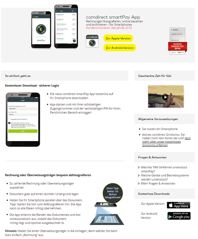 Die SmartPay App von Comdirect im Überblick