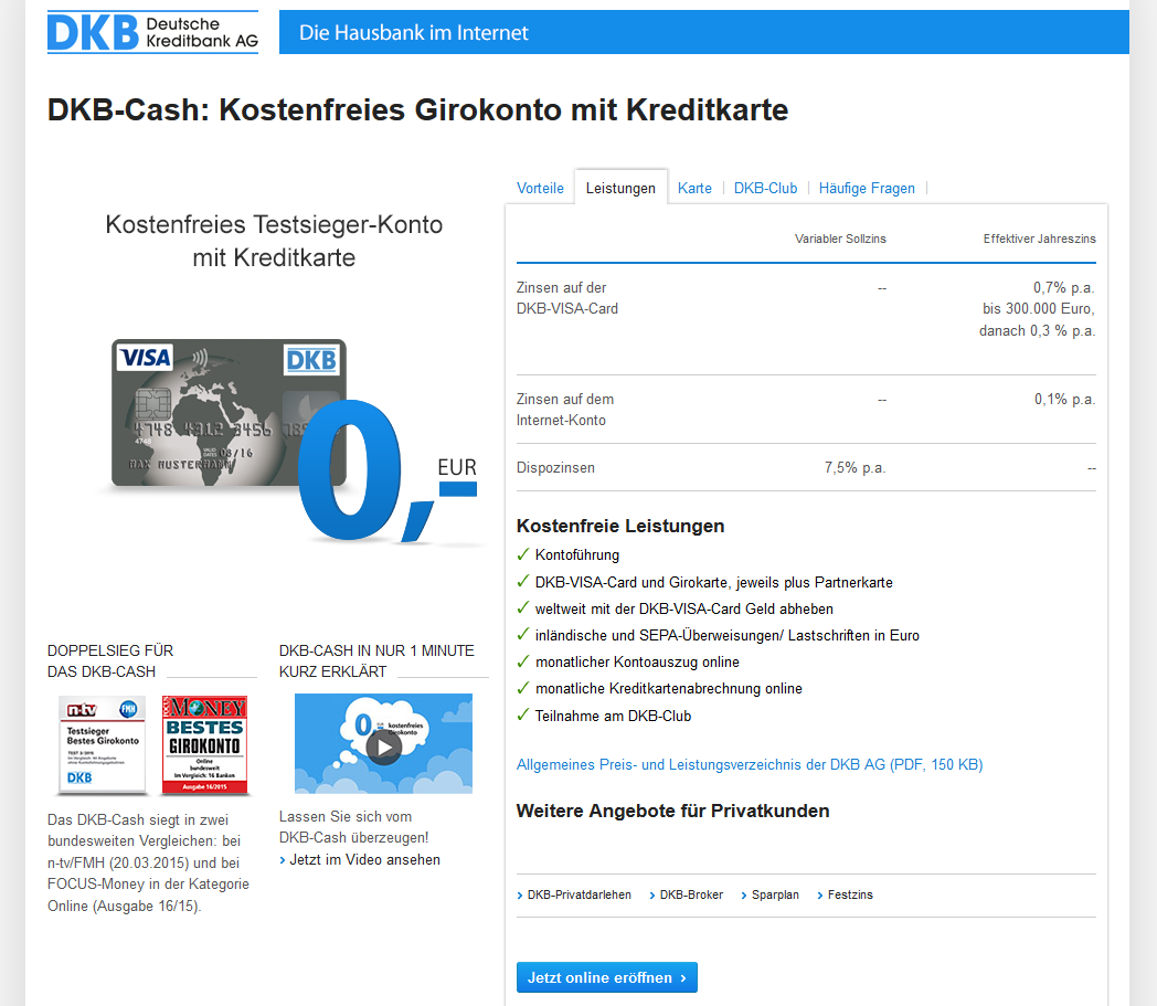 Das kostenlose GIrokonto mit Kreditkarte der Deutschen Kreditbank AG