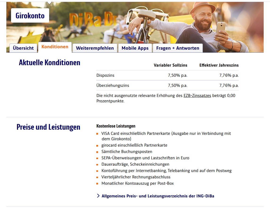 Konditionen im Überblick
