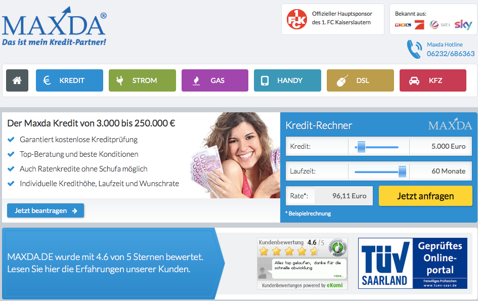 Kreditvermittler Maxda