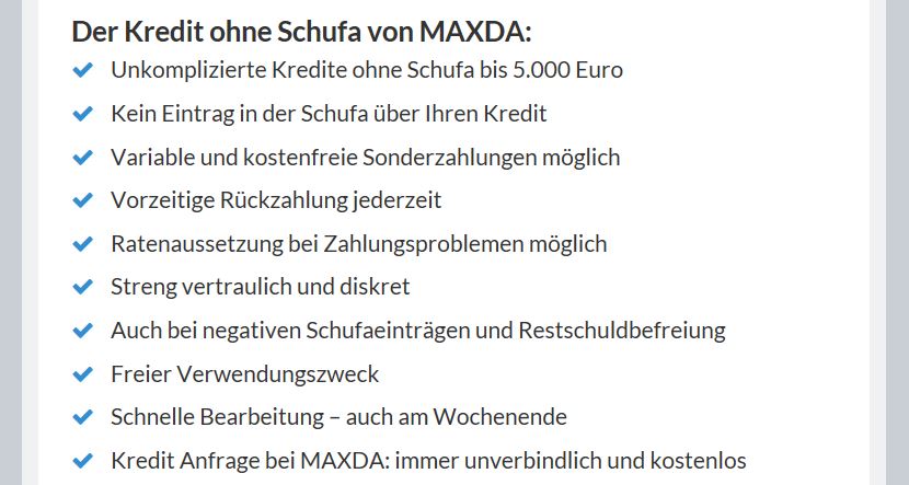 Der Maxda Kredit im Überblick