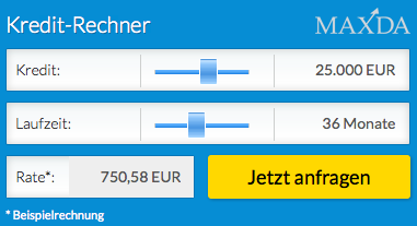 Kreditrechner 25.000 Euro Maxda